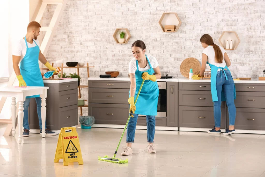 Miss Milly Cleaning staff performing post-construction cleanup at a newly built property