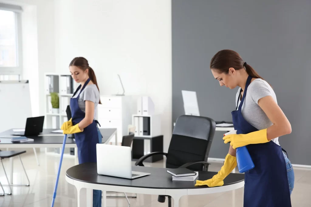 Deep Office cleaning by two worker