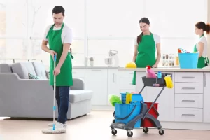 Team working deep cleaning services in Surrey