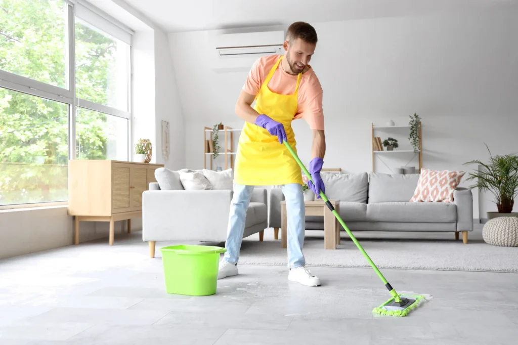 Deep spring cleaning with home cleaning services surrey in a tidy home.