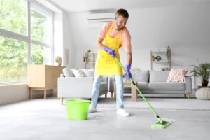 Deep spring cleaning with home cleaning services surrey in a tidy home.