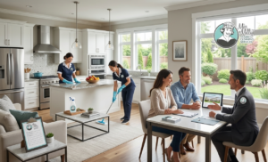 House cleaning services Surrey team cleaning a modern home for better property value.