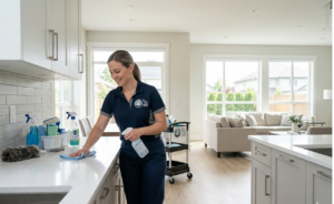 House Cleaning Services Surrey professional cleaner cleaning a modern home